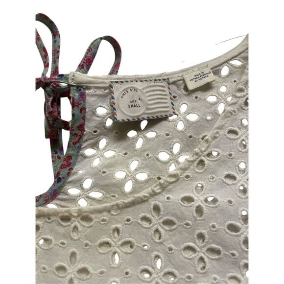 Anthropologie tunic top by 9-H15 STCL navy & off white with eyelet bodice sz Sma - Picture 5 of 5